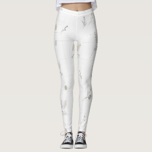 Neutral Easter Bunny Pastel Floral Pattern Leggings