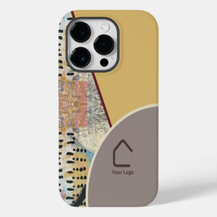 Neutral Elegance with Abstract Accents Logo iPhone 14 Pro Case