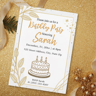 neutral  elegant modern gold minimalist birthday invitation
