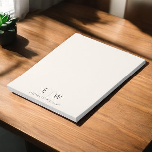 Neutral Elegant Modern Minimalist Monogram Name  Notepad