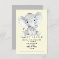 Neutral Elephant Baby Shower Diaper Raffle Ticket