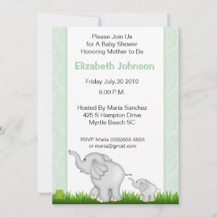 Neutral Elephant Baby Shower Invitations