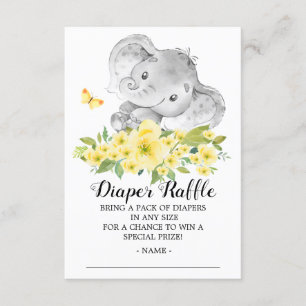 Neutral Elephant Shower Diaper Raffle Ticket Enclosure Card