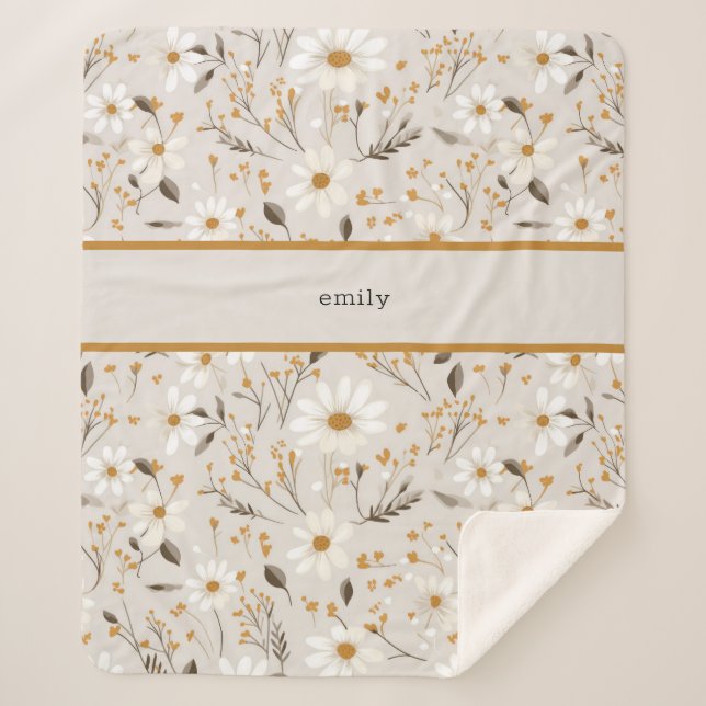 Neutral Fall Foliage Sherpa Blanket (Front)