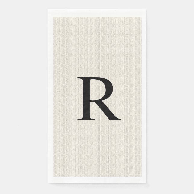 Neutral Faux Burlap Off White Classic Monogrammed  Napkin (Front)