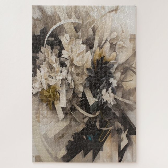 Neutral Floral Botanical Soft Nature Inspired  Jigsaw Puzzle (Vertical)