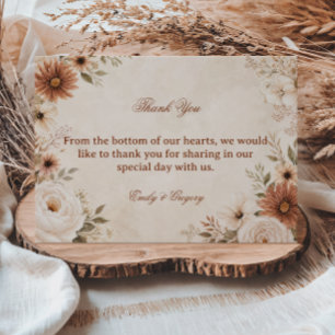 Neutral Floral Elegant Thank You Card