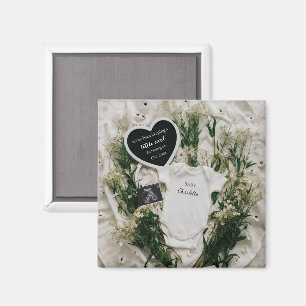Neutral Floral Pregnancy Announcement keepsake  Magnet