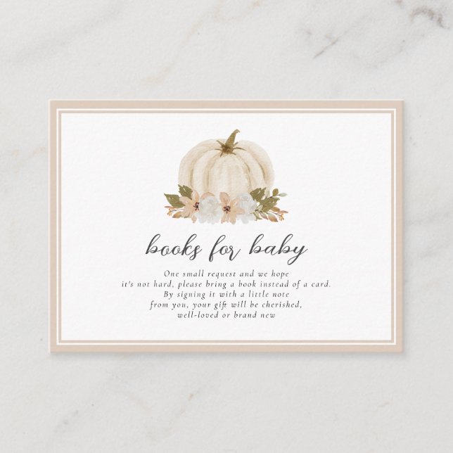 Neutral Floral Pumpkin Books for Baby Card (Front)