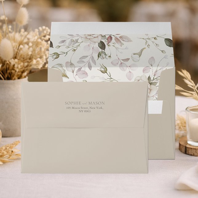 Neutral Floral Wedding Envelope with Liner (Creator Uploaded)