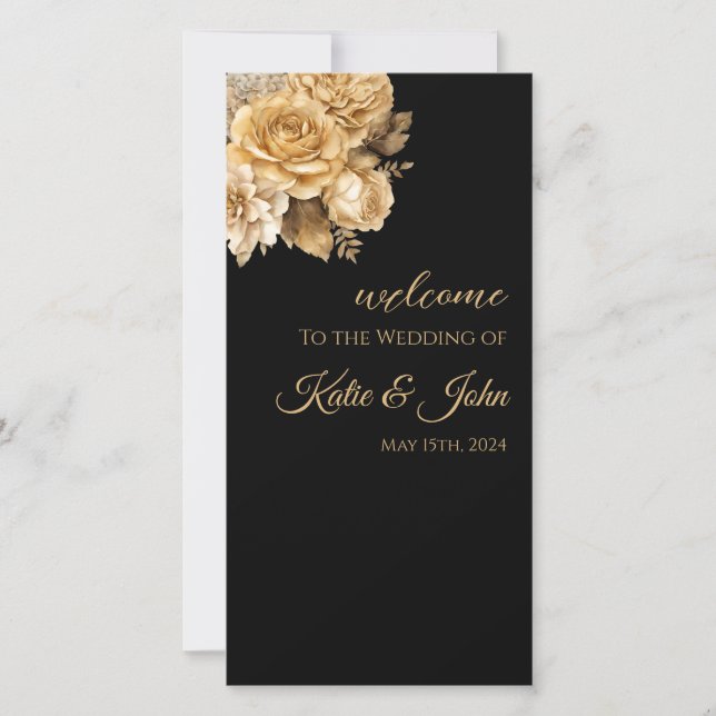 Neutral Flower Bouquet-Wedding Program- (Front)