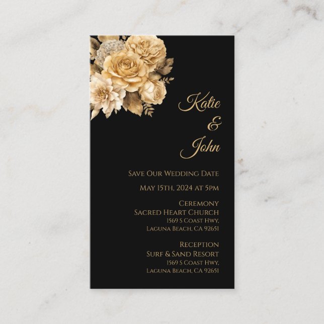 Neutral Flower Bouquet-Wedding Save our Date Business Card (Front)