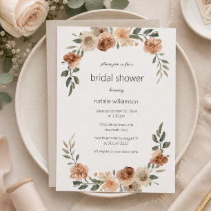 Neutral Flowers Bridal Shower Invitation