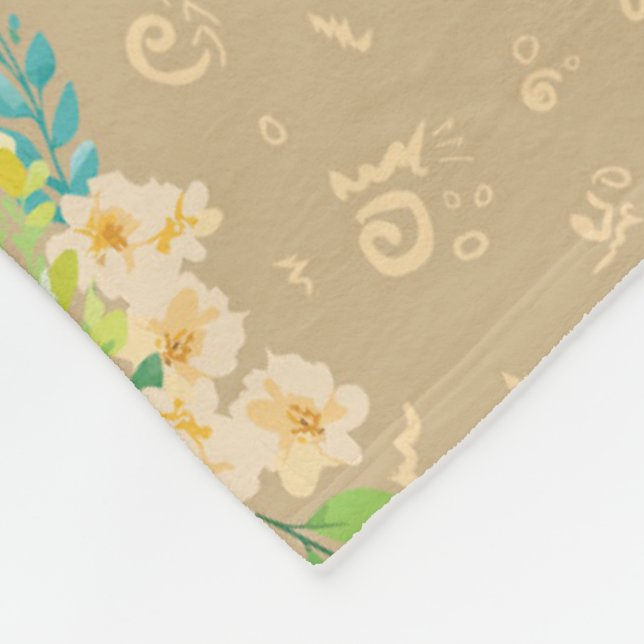 Neutral Flowers Fleece Blanket (Corner)