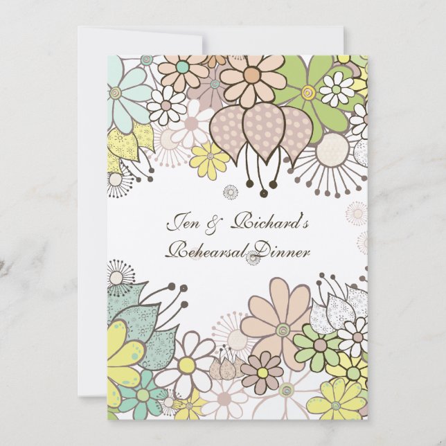 Neutral Flowers Rehearsal Dinner DIY Custom Invite (Front)