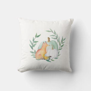 Neutral Fox Nursery Pillow – Woodland Baby Shower 