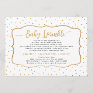 Neutral Gender Baby Sprinkle with gold confetti Invitation