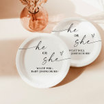 Neutral Gender Reveal Paper Plates, Party Decor Paper Plate<br><div class="desc">These Paper Plates feature a modern calligraphy with neutral tones and is perfect to decorate your gender reveal! Easily edit most wording to match your event! Text and background colours are FULLY editable —> click the "Edit Using Design Tool" button to edit!</div>