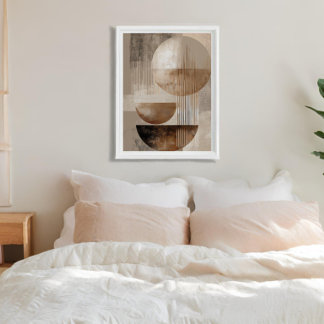 Neutral Geometric Abstract Beige Brown Minimalist Canvas Print