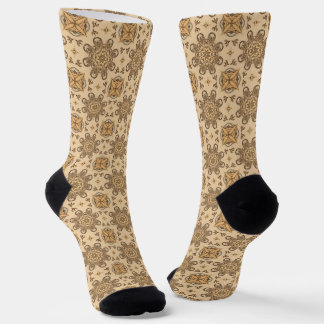 Neutral Geometric Abstract Boho Flower Pattern Socks