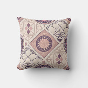 Neutral Geometric Art Deco Throw Pillow