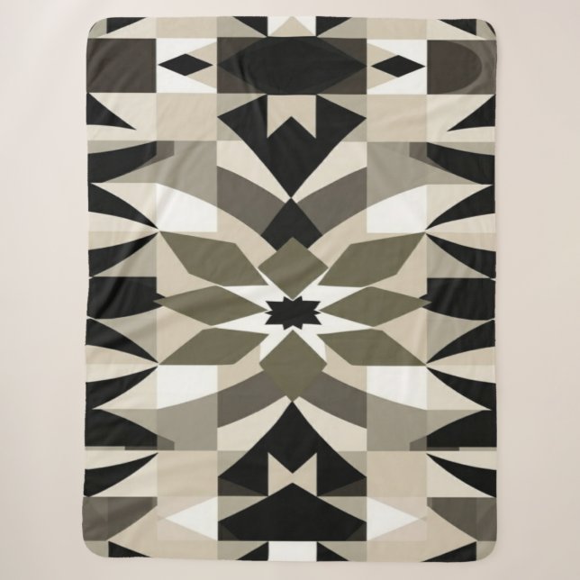 Neutral Geometric Throw Blanket for Modern Living  (Front)