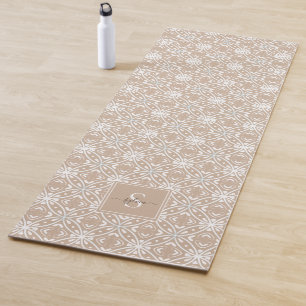Neutral Geometrical Batik Pattern Monogram Yoga Mat