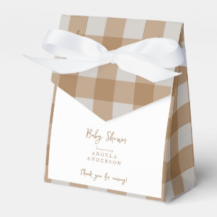 Neutral Gingham Baby Shower Thank You Favor Box