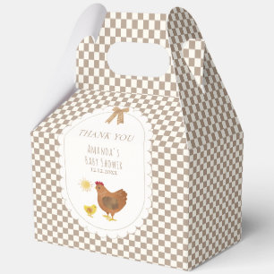 Neutral Gingham Cottagecore Hen Chick Baby Shower  Favor Box