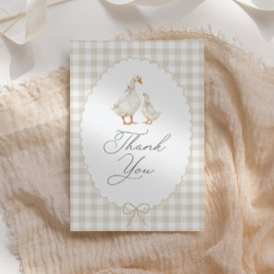 Neutral Gingham Silly Goose Baby Shower Thank You Card