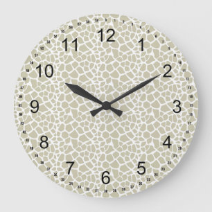 Neutral Giraffe Print Large Clock