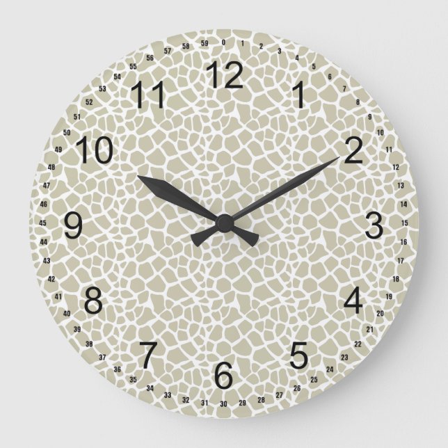 Neutral Giraffe Print Large Clock (Front)
