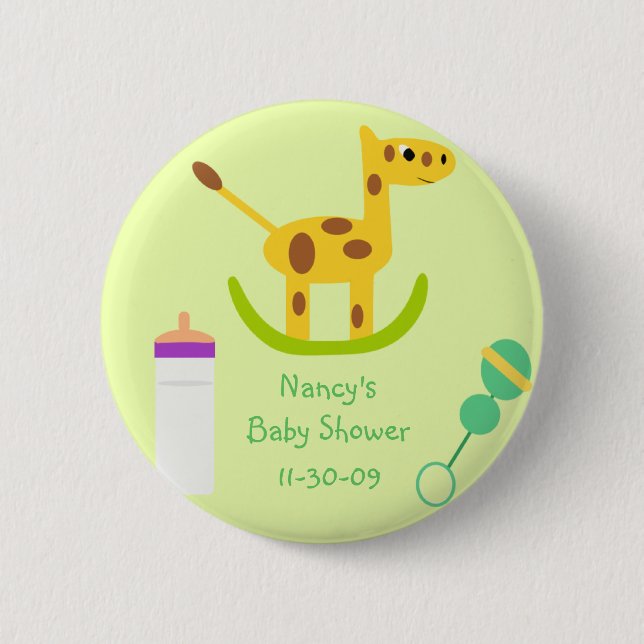 Neutral Giraffe Toy Button Baby Shower Favours (Front)