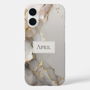 Neutral & Gold Marble iPhone 16 Case