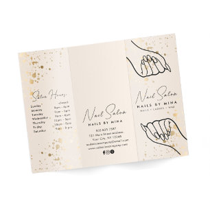 Neutral Gold Specks Nail Salon Price List Brochure