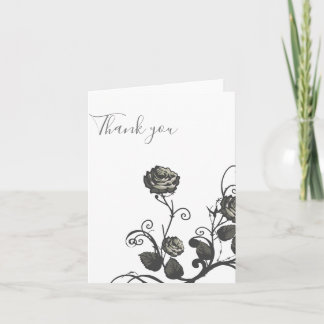 Neutral Gray rose Thank you Card