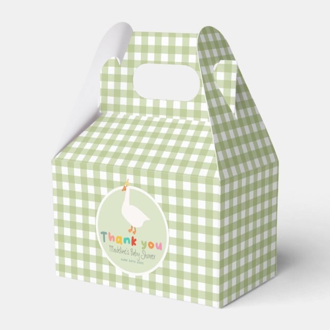 Neutral Green Silly Goose Baby Shower Favor Box (Front Side)