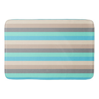 Neutral grey and green stripe Bath Mat