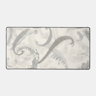 Neutral Grey and White Abstract Desk Mat
