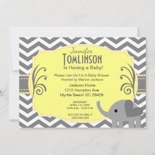 Neutral Grey and Yellow Baby Shower Invitation