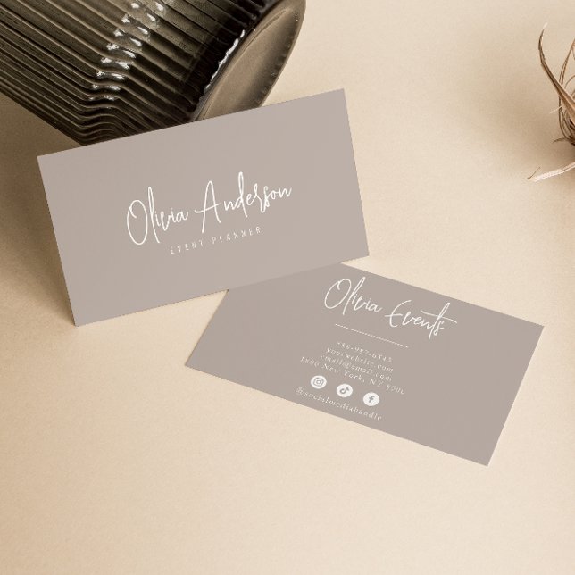 Neutral Grey Taupe Minimalist Boho Chic Modern Business Card (Creator Uploaded)