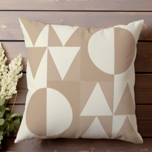 Neutral Halftone geometric pattern II Throw Pillow