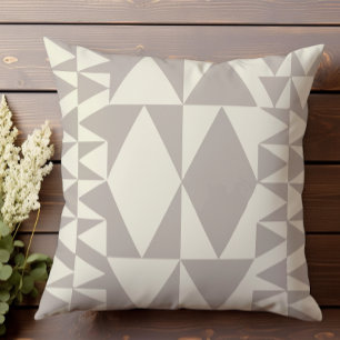 Neutral Halftone geometric pattern III Throw Pillow