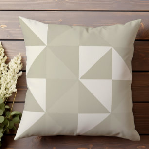 Neutral Halftone geometric pattern with triangles Throw Pillow
