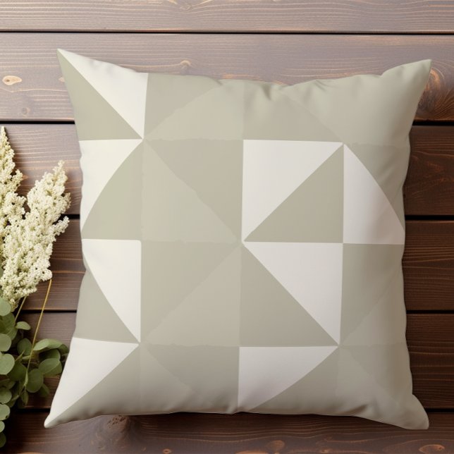 Neutral Halftone geometric pattern with triangles Throw Pillow (Creator Uploaded)