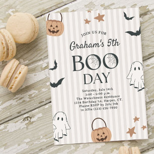 Neutral Halloween Boo Kids Birthday Party Invitation