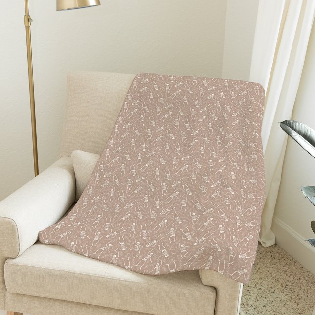 Neutral Halloween Skeleton Pattern Fleece Blanket (Creator Uploaded)