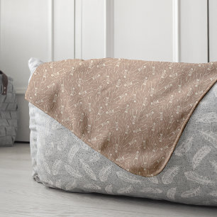 Neutral Halloween Skeleton Pattern Sherpa Blanket