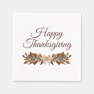 Neutral “Happy Thanksgiving” Paper Napkin