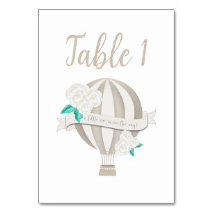 Neutral Hot Air Balloon Baby Shower Table Number